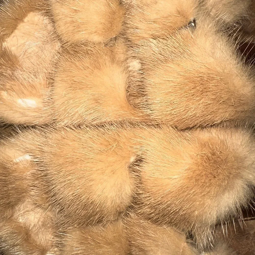 Linda Richards 100% Mink Cream Slides - Picture 3 of 7